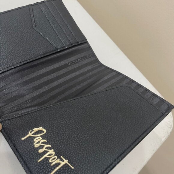 PASSPORT WALLET BLACK EMO VICTORIA SECRET NWT HOLDS CREDIT CARDS MINIMALIST - Picture 5 of 10